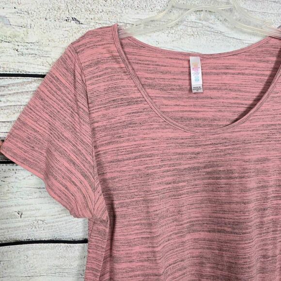 LuLaRoe Pink Heathered Short Sleeve Top XL - Picture 2 of 7